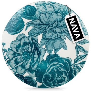 Talerz OBIADOWY płytki duży na obiad porcelanowy biały turkusowy 27 cm