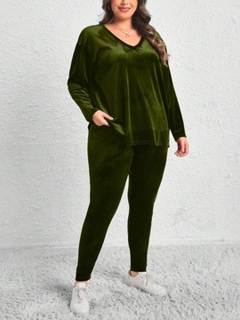 SHEIN CURVE KOMPLET DAMSKI DRESOWY PROSTY ZIELONY 3XL 050