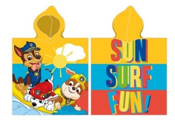 PONCZO OKRYCIE Z KAPTURKIEM PSI PAW PATROL 55X110 PIESKI CHASE RUBBLE
