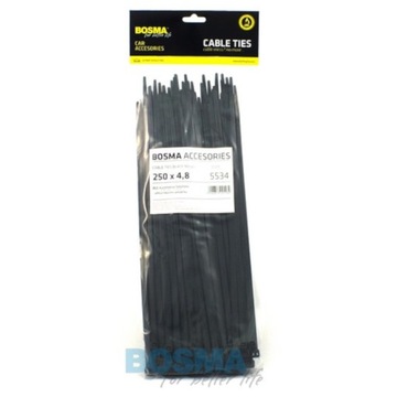 Opaski Kablowe Czarny BOSMA (100 szt) | 4,8x250mm