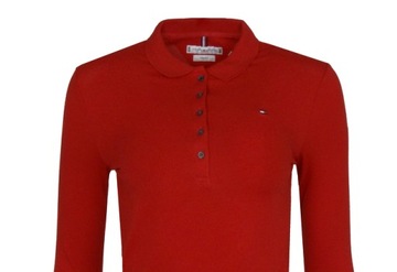 TOMMY HILFIGER polo damskie, czerwone, slim, M