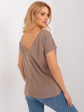 BLUZKA GŁADKA piękna koszulka T-SHIRT bawełna F46 kawowy XL