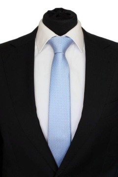 WĄSKI 6 cm KRAWAT SLIM BŁĘKITNY W KROPKI KROPECZKI