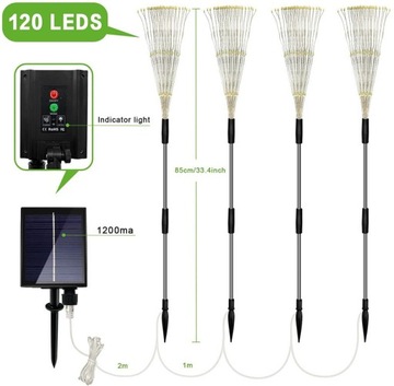 LED СОЛНЕЧНАЯ ЛАМПА ДЕРЕВО Одуванчик ФЕЙЕРВЕРК БЕЛАЯ 480LED 4ШТ.