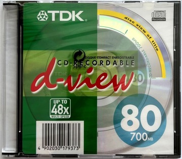 10 PŁYT TDK CD-R 700MB 80MIN 48x D-VIEW w pudełku