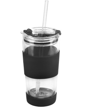 ТЕРМОСТЕКЛЯННАЯ КРУЖКА С СОЛОМОЙ FUORI ЧЕРНАЯ 600 МЛ