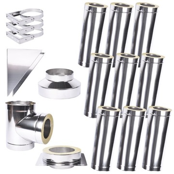 KOMIN Izolowany 0,6mm Gaz Slim 1.4404 FI 130 9m