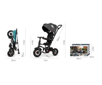 Трехколесный велосипед 3-в-1 с козырьком на колесо из этиленвинилацетата Rito Rubber Qplay Red