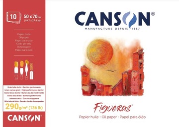 CANSON Figures, papier olejny 50 x 70 cm, biały, 10 ark.