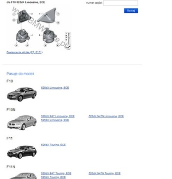 BMW 5 F10 F11 ULOŽENÍ MOTORU 6856327