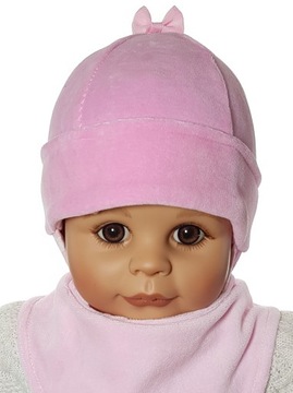 KPL WELUR CZAPKA KOKARDKA + CHUSTKA 0-12M-C 7KOLOR