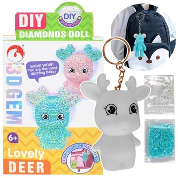 ZESTAW DO WYKLEJANIA DIAMENTAMI BRELOK RENIFER DIY niebieski