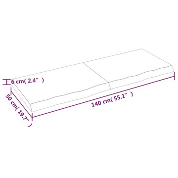 VidaXL Столешница для ванной комнаты, 140x50x6 см, необработанный массив
