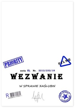 ZAPROSZENIA ŚLUBNE NA ŚLUB WEZWANIE KOPERTA