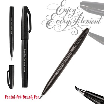 Pisak do kaligrafii PENTEL SES15 Brush Pen Pędzelkowy - czarny