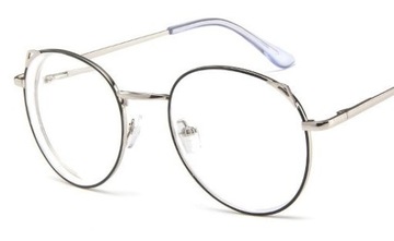 OKULARY MINUSY srebrne - czarne kocie uszy -0.5