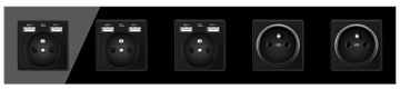 GNIAZDO GNIAZDKO SZKLANE PIĘCIOKROTNIE 5X + 6X USB