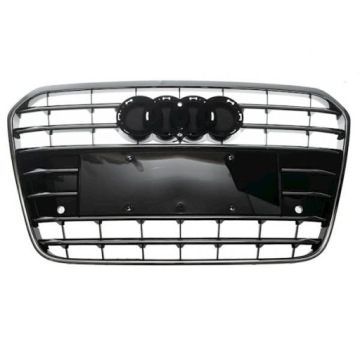 AUDI A6 C7 GRILL ATRAPA SREBRNA ŚRODKOWA CHROM KOMPLETNA RAZEM Z LISTWĄ CHR