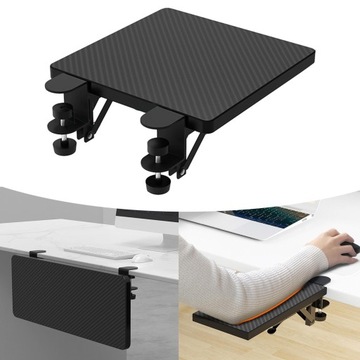 Drewniane ergonomiczne przedłużenie biurka z tacą do montażu na stole,