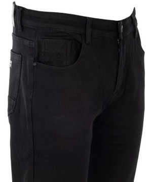 SPODNIE MĘSKIE OCIEPLANE JEANSOWE CZARNE PROSTE BAWEŁNA W34