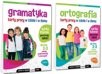 ORTOGRAFIA + GRAMATYKA KLASA 2-3 KARTY PRACY W SZKOLE I W DOMU ĆWICZ GREG