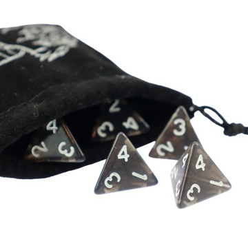 ZESTAW 5 KOSTEK K4 RPG OBSYDIANOWA STRAŻNICA KOŚĆ CZTEROŚCIENNA