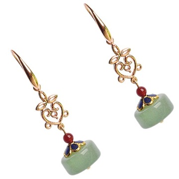 KOLCZYKI W KSZTAŁCIE SERCA JADE ZWISZĄ MODNE W VINTAGE