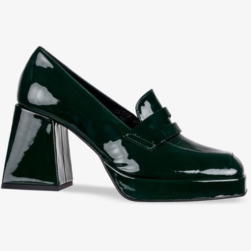 МОКАСИНЫ НА БЛОЧНОМ КАБЛУКЕ, ТУФЛИ, БОЛЬШАЯ КОЖА 40