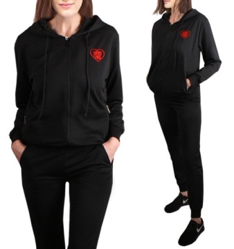 ЖЕНСКИЙ СПОРТИВНЫЙ БРЮКИ + СВИТШОТ с капюшоном 251 черный XL/2XL