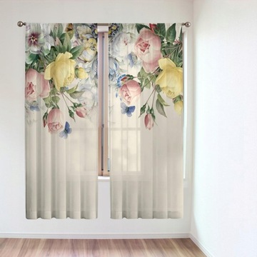 Zasłona z nadrukiem cyfrowym Kwiaty 132x183cm