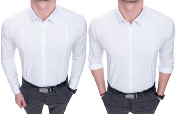 KOSZULA BIAŁA TALIOWANA DOPASOWANA SLIM FIT r. 4XL