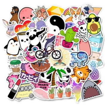 NAKLEJKI STICKER MIX FUNNY NA LAPTOP ROWER 50szt