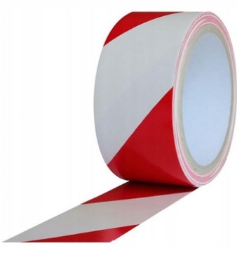 Taśma samoprzylepna CZERWONO-BIAŁA 75 mm x 33 m