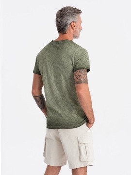 T-shirt męski bawełniany S1388 oliwkowy M