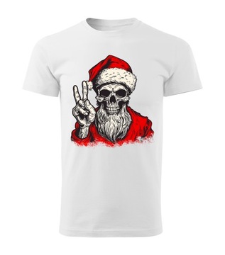 KOSZULKA T-SHIRT BIAŁA MĘSKA PREZENT NA ŚWIĘTA ŚWIĄTECZNA CZASZKA L