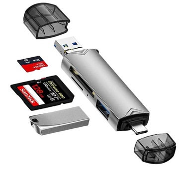 CZYTNIK KART 6w1 ADAPTER USB USB-C SD MicroSD