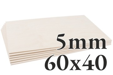 6x Sklejka Brzozowa - 5mm - 60x40cm - Onlywood
