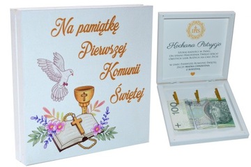 Pamiątka I Komunii pudełko na pieniądze prezent