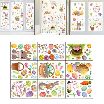 9x пасхальные двусторонние наклейки на окна, DIY ремесла, школа, 88 шт.