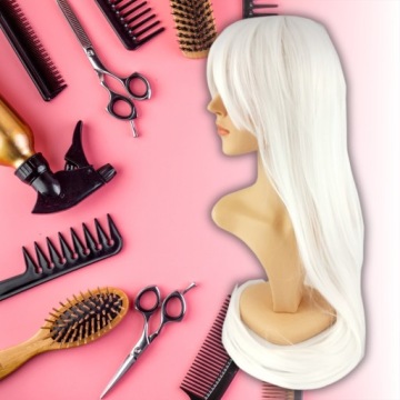 Парик длинный белый 100 см. Косплей аниме манга волос прямой взрыв