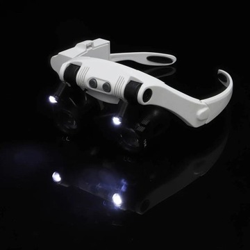 OKULARY JUBILERSKIE NAPRAWA LUPA 25X OPASKA NA GŁOWĘ OKULARY PRECYZYJNE LED