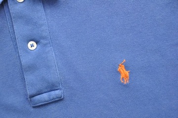 POLO by RALPH LAUREN Niebieskie polo + logo pomarańczowym M