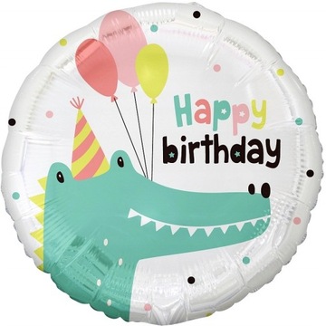Balon foliowy Krokodylek Happy Birthday 45 cm