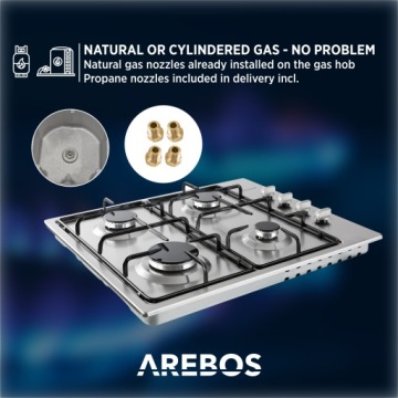 Arebos - Газовая варочная панель | 4-х конфорочная газовая плита