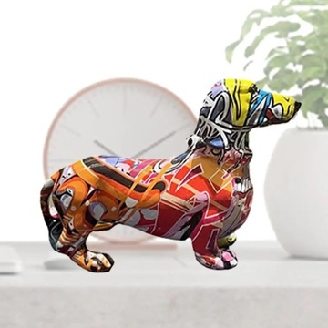 Статуя таксы в стиле граффити Креативная фигурка собаки Граффити в виде таксы Sculptureav