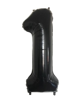 BALON FOLIOWY CYFERKA CYFRA 1 CZARNA GIGANT 80CM