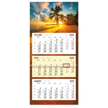 Календарь 2025, трехчастный, плоская головка, MIX