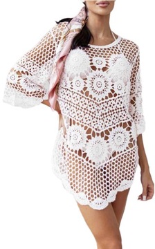 TUNIKA AŻUROWA PLAŻOWA NARZUTKA KORONKOWA PAREO