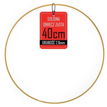 Obręcz metalowa wianek - złota - 40cm