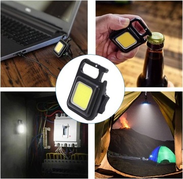 MOCNA MINI LATARKA LED KIESZONKOWA MOCNA METALOWA + BRELOK MAGNES PODSTAWKA